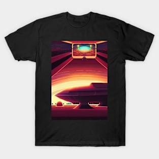 RED SPACESHIP IN THE SPACEPORT T-Shirt